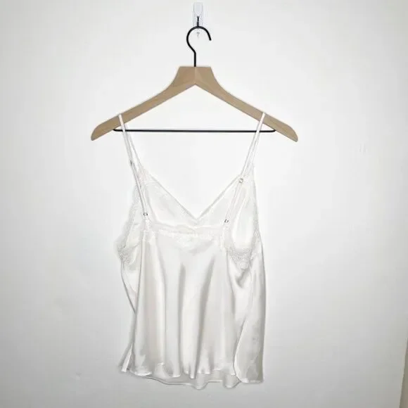 Victoria's Secret Lace Trim Charmeuse Satin V Neck Camisole Tank White M - Picture 4 of 6